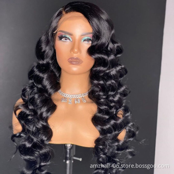 Loose Deep Wave Raw Peruvian Virgin Human Hair HD Trasparent Swiss 4x4 5x5 Lace Front Closure Human Hair Wig For Black Women